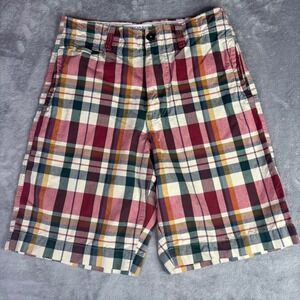 American Eagle Shorts Men 30 Multi-Color Plaid Cotton Casual Preppy Flat Front